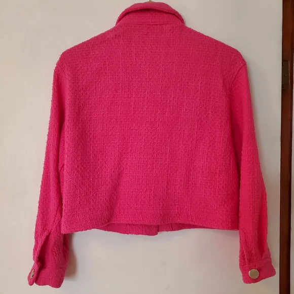 Zara Pink Textured Button Up Jacket - Picture 3 of 5